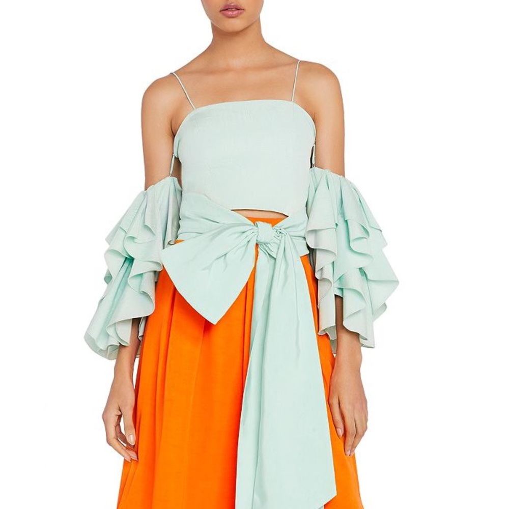 Alice + Olivia Mint and Orange Crop Top
